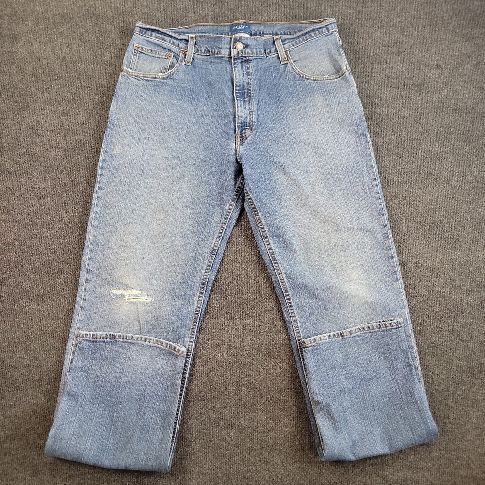 Arizona Jeans Co Men's Flex Relaxed Straight 36 x 34 Stretch Cotton Light Wash